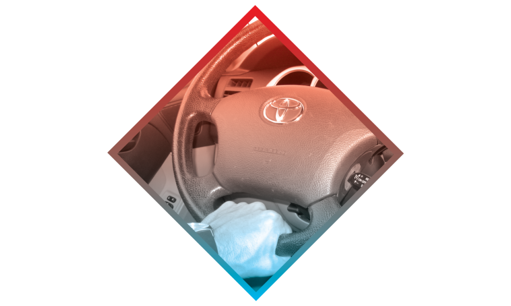 Steering wheel with red to blue gradient
