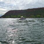 Rental boat on Horsetooth Reservoir